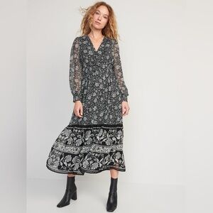Old Navy Black/White Floral Maxi Dress